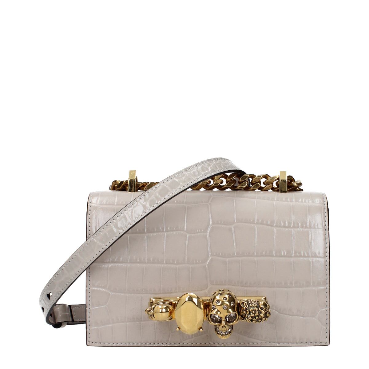 ALEXANDER MCQUEEN アレキサンダーマックイーン レディース クロスボディバッグ レザー グレー