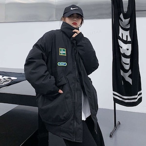 ★予約★D-1390　2026秋新作♡Bankerワッペンフライトジャケット　ブラック