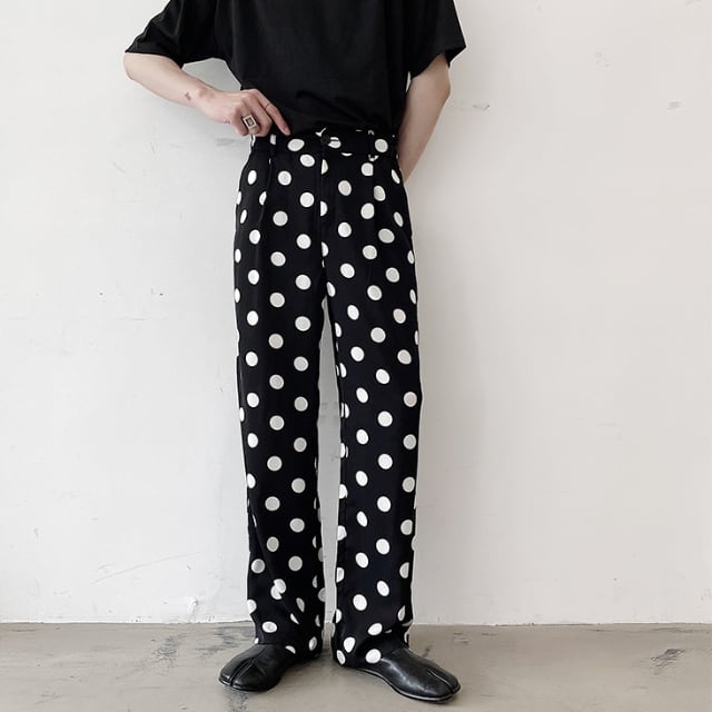 予約販売】パンツ ボトムス メンズ ストレート レトロ 水玉模様 ドット