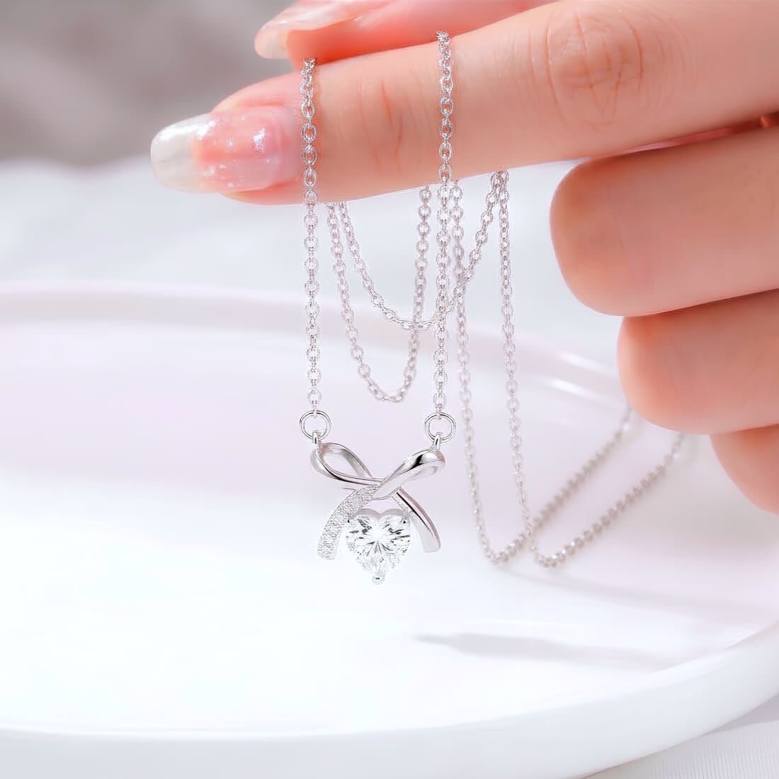 ハートリボン ネックレス ｜ 上品 レディース | LAVISH