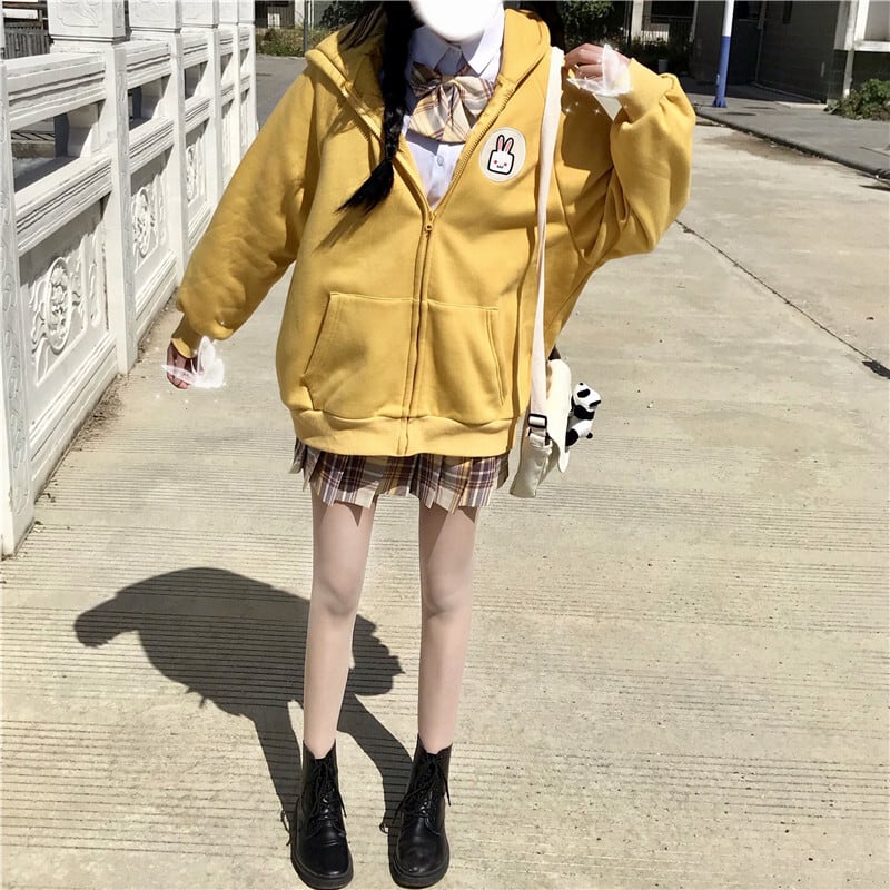 Taointerests 蛍光 黄色 パーカー 韓国 パーカー パステル かわいい