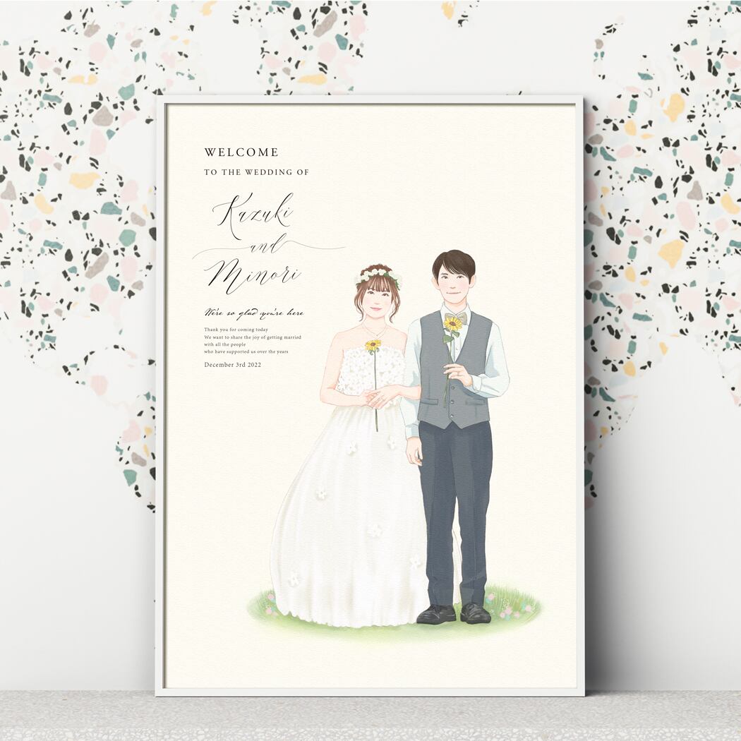 ウェルカムボード 似顔絵 水彩 クリア 結婚式 ウェディング 似顔絵 ウェルカムボード Koyori Illustration Lab