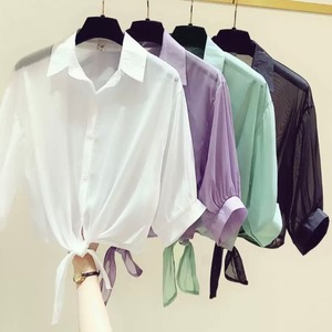 トップス シャツ ブラウス 白シャツ 白トップス 袖あり 5分袖 五分袖 7分袖 七分袖 Vネック 襟付き スリム ウエストマーク 透け感 シースルー かわいい 大人可愛い きれいめ シンプル カジュアル 大人 上品 おしゃれ お洒落 大人女子 ラフ スポーティー とろみ感 セクシー 無地 春 夏 秋 10代 20代 30代 40代 50代 60代 レディース 学生 デート お出かけ 休日 アウトドア リゾート 旅行 海 着回し 普段使い お揃い 双子 韓国 韓国系 オルチャン ファッション カラバリ