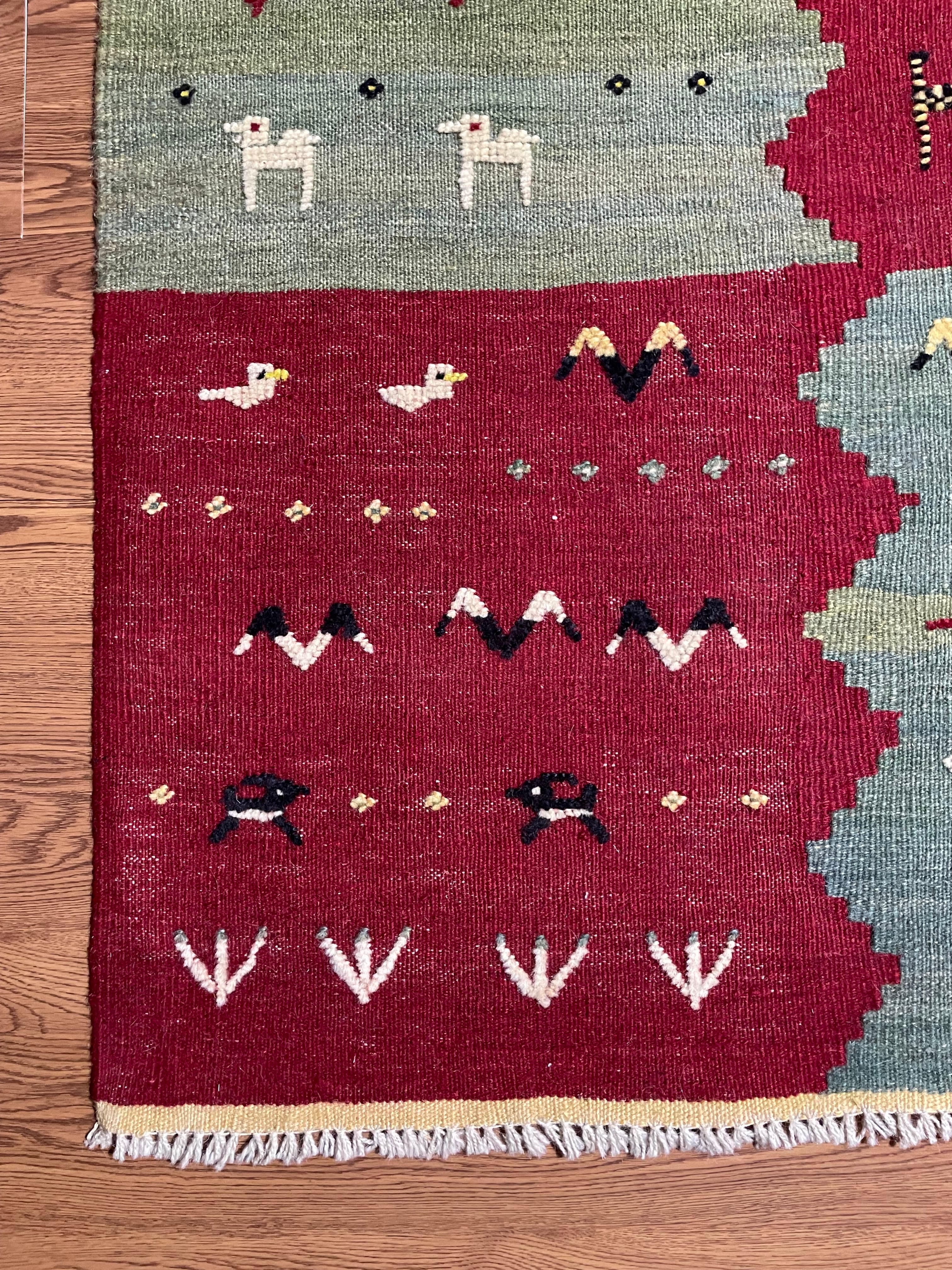 極上・一生物】ペルシャ絨毯 トライバルラグ キリム ギャッベ 緞通