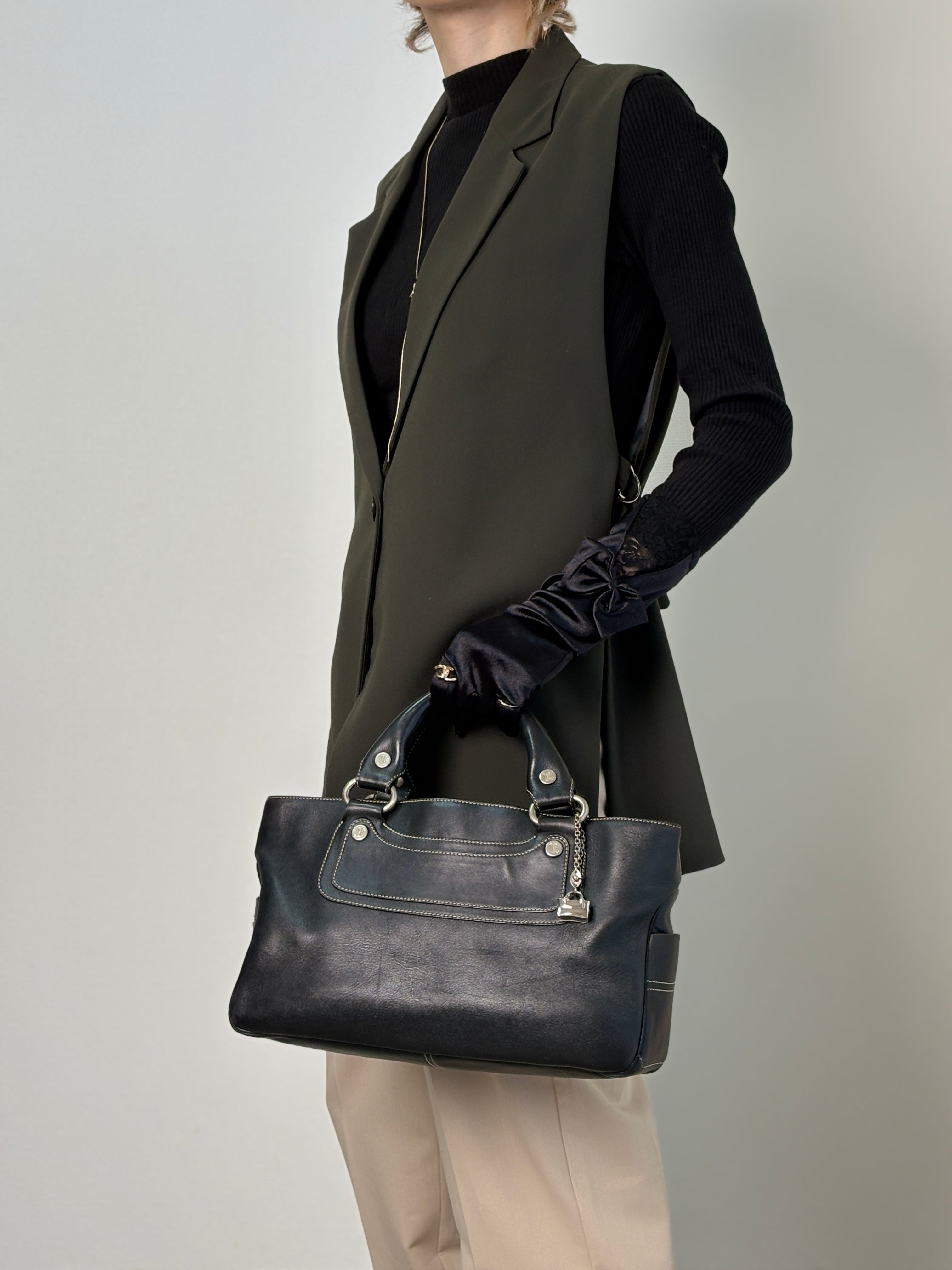 CELINE セリーヌ ハンドバッグ ブラック トリオンフ レザー ブギー