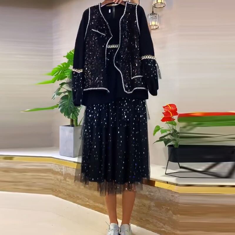 オータムスカート Tシャツ スタイル薄手 大きめサイズ 秋物 ミックスインファッション91756723457