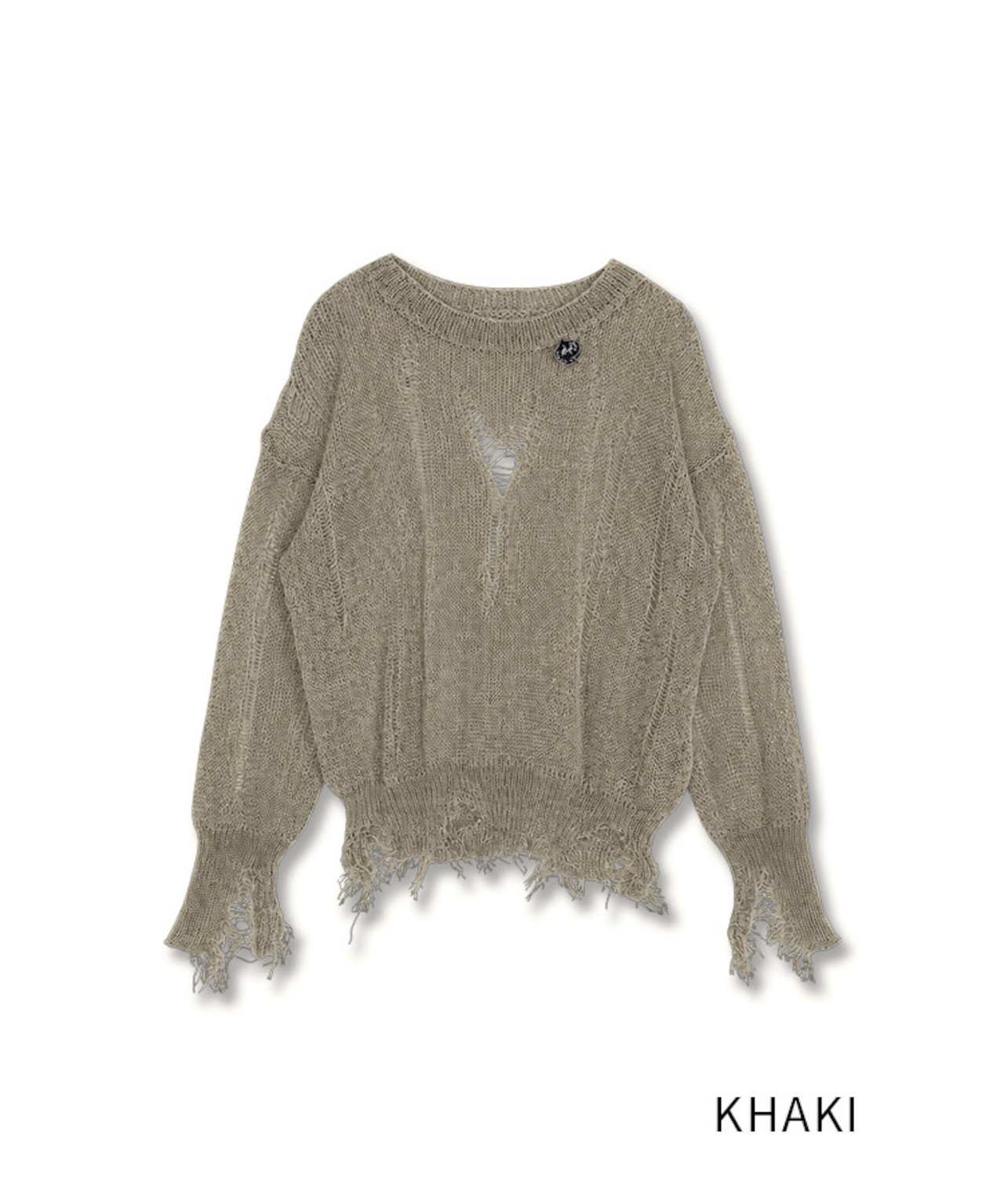 【直営限定ITEM】ローゲージダメージニット (KHAKI) CQ-49013H
