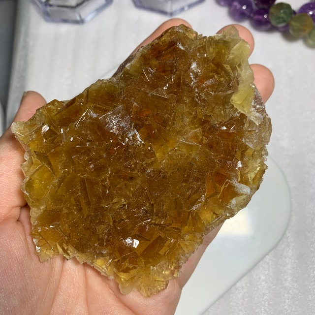 6.イエロー&ブラウンフローライト原石クラスター