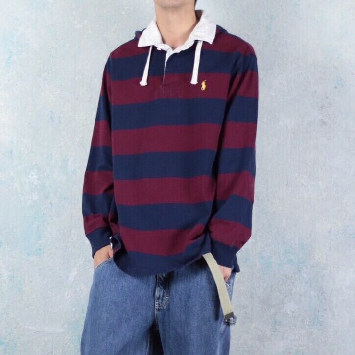 Polo by Ralph Lauren フーデッド ボーダー柄 ラガーシャツ 【FF-2885