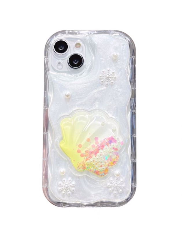 iPhoneケース iPhone15 iPhone14 流れるグリッター シェル 貝殻 雪の結晶 かわいい スマホケース おしゃれ 韓国 2643