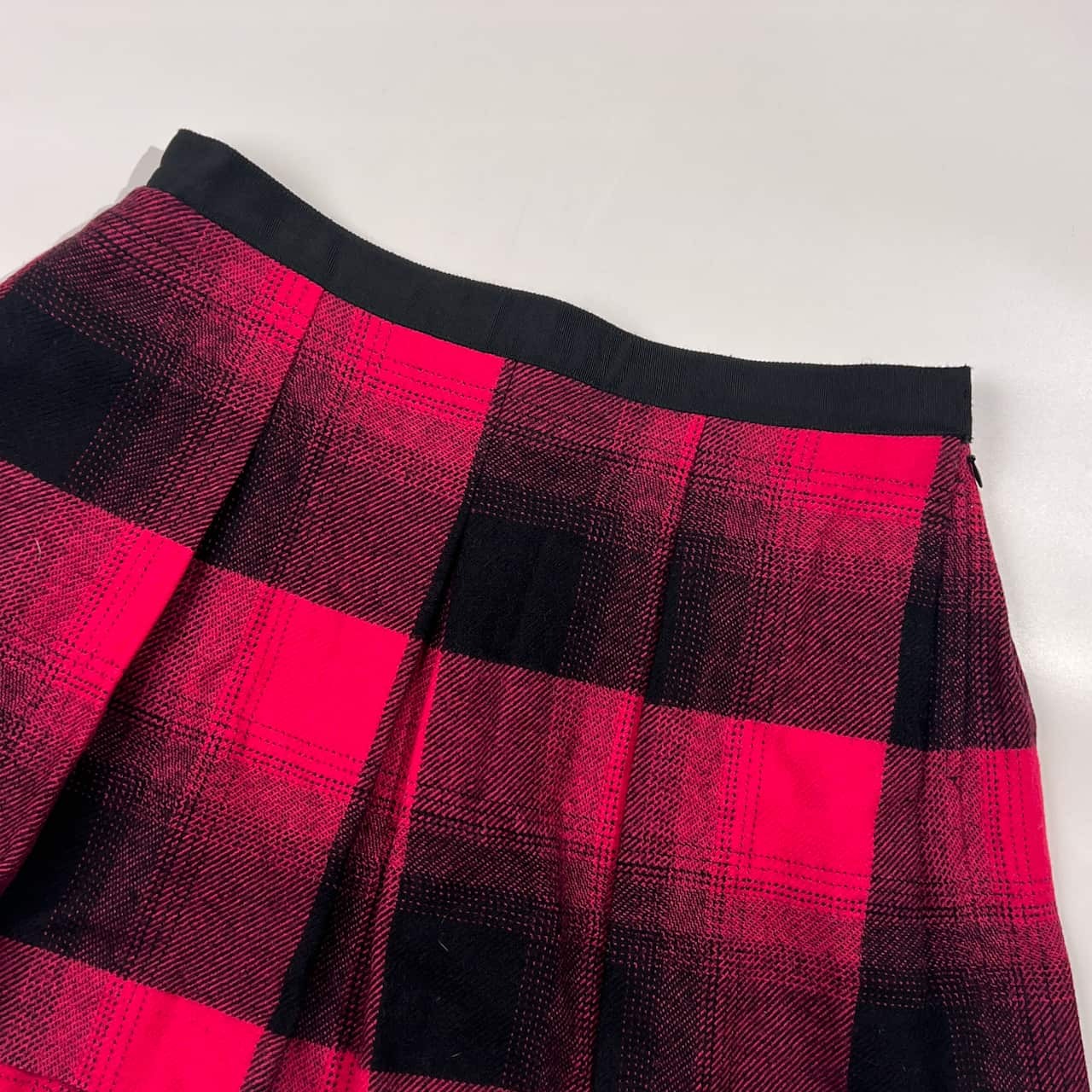 JILLSTUART ジルスチュアート アルパカ混 チェック ウール プリーツ ミニ スカート 4/ピンク レッド×ブラック 系 レディース