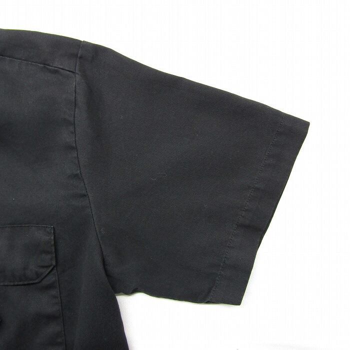 古着 ディッキーズ Dickies ワークシャツ ボックス 半袖 ブラック 