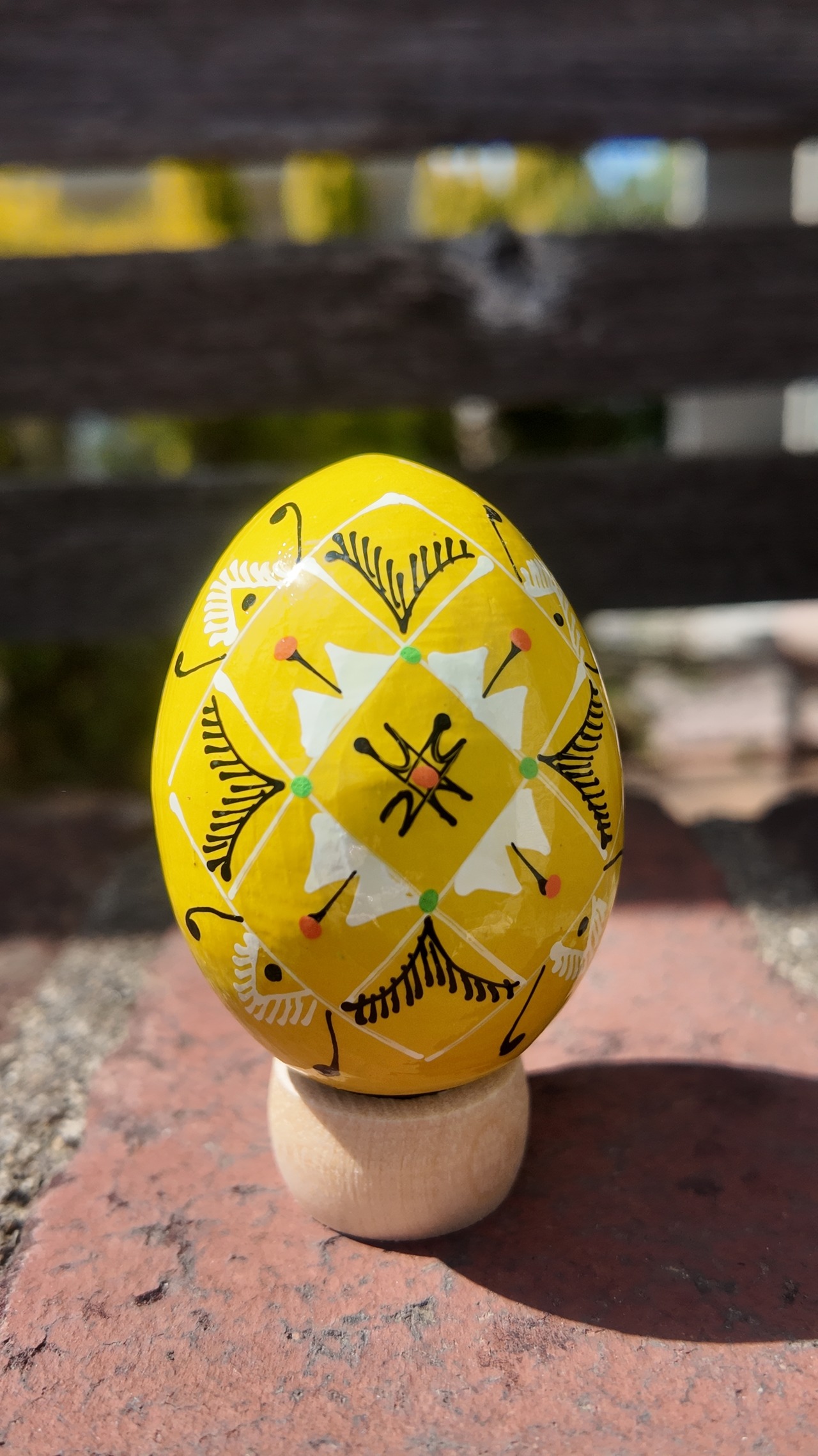 装飾用木製プィサンカ（イースターエッグ）with stand　コロミヤモデル - 4