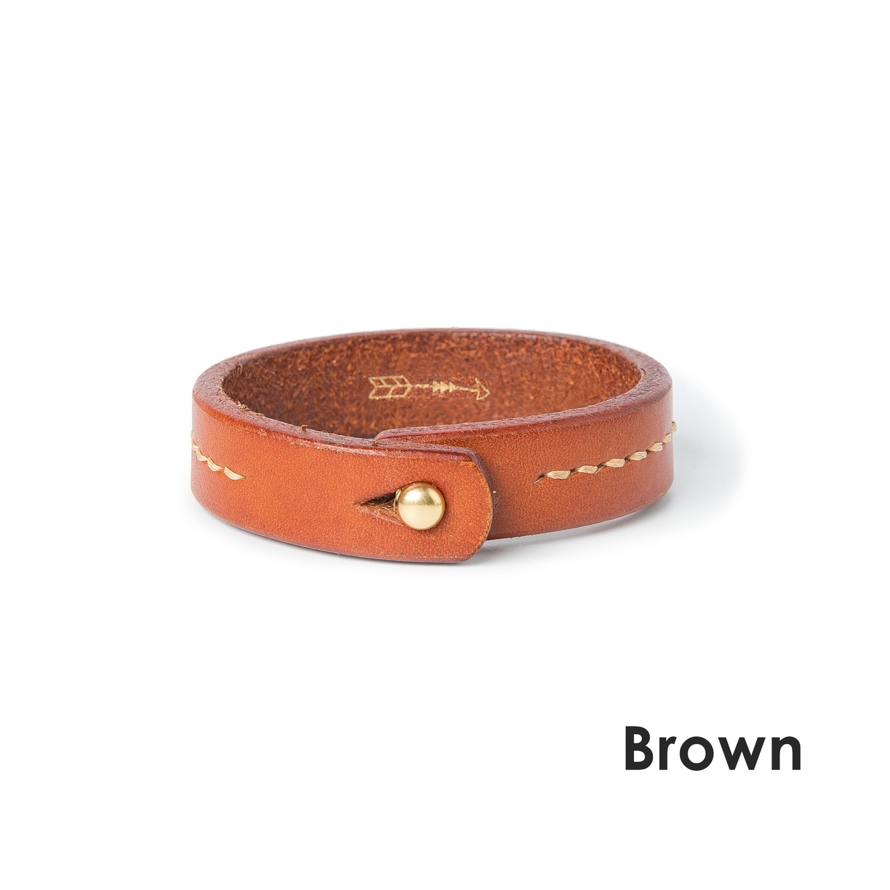 Minimal Leather Copper Button Bracelet / ミニマル レザー カッパーボタン ブレスレット