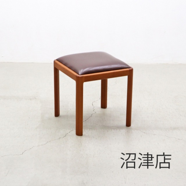 【沼津店】青林製作所 レザー ヴィンテージ チーク材 スツール 本革 椅子 木製 チェア  PKT18122