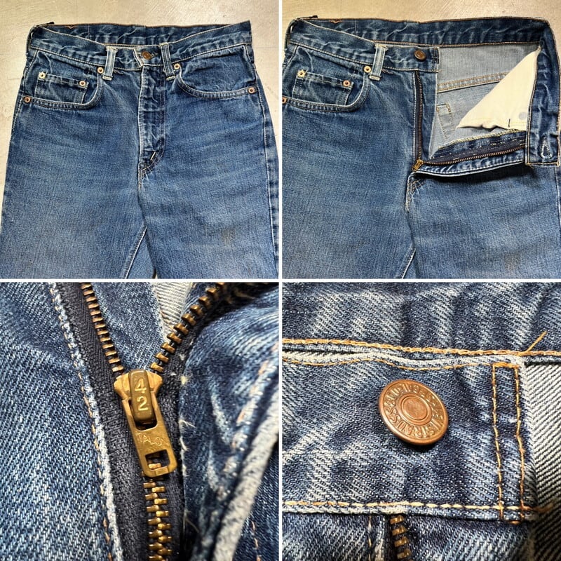 70's LEVI'S リーバイス 717-0217 ブーツカットデニム Big E スチューデントモデル デカ文字 レア ドット刻印 赤タブ欠損  42TALON W28 希少 ヴィンテージ BA-1855 RM2274H | agito vintage powered by BASE