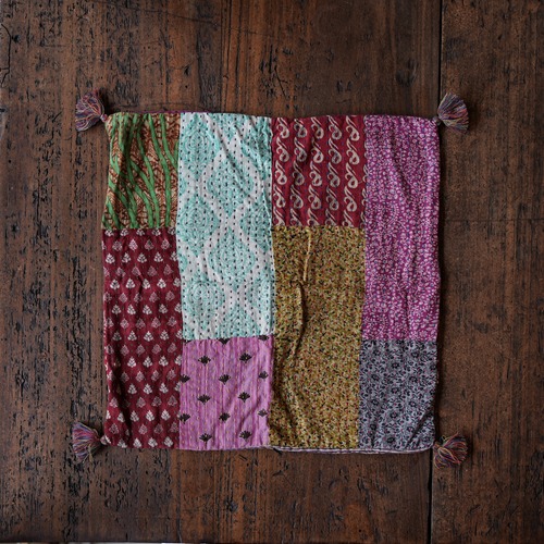 リサイクルサリーパッチワーククッションカバー【C011】／People Tree