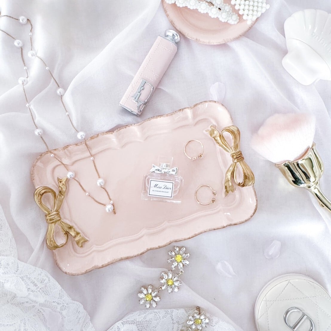 Square ribbon tray / スクエア リボントレイ M | BONNE CHANCE