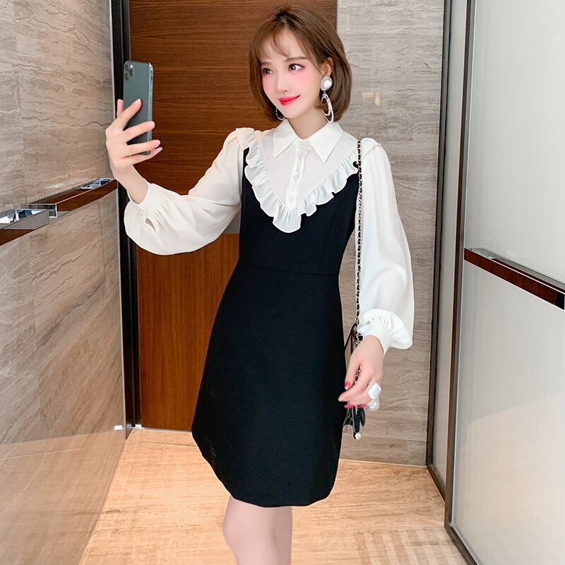 シングルボタンドレス スプリング 春物 ステッチ MIUCO43809248452