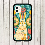 受注生産 iPhoneケース 白うさぎと花の民芸柄｜動物モチーフ PSYF066A