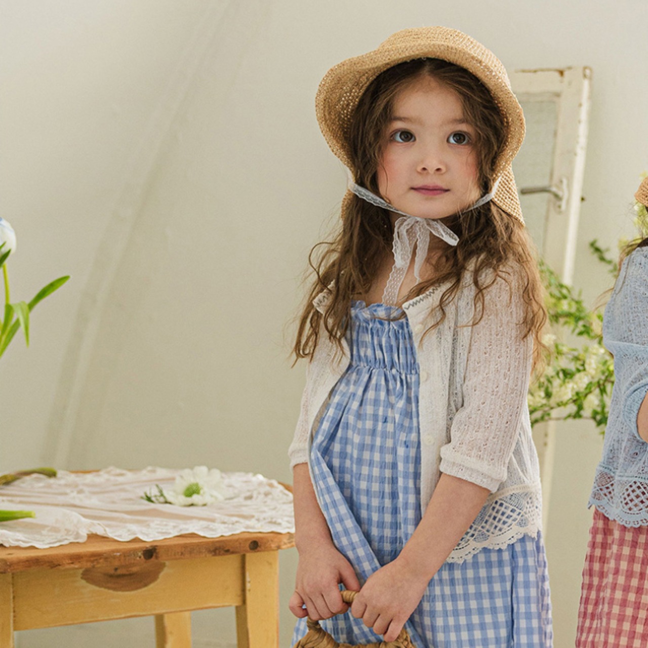 夏チェック柄キャミソールワンピース