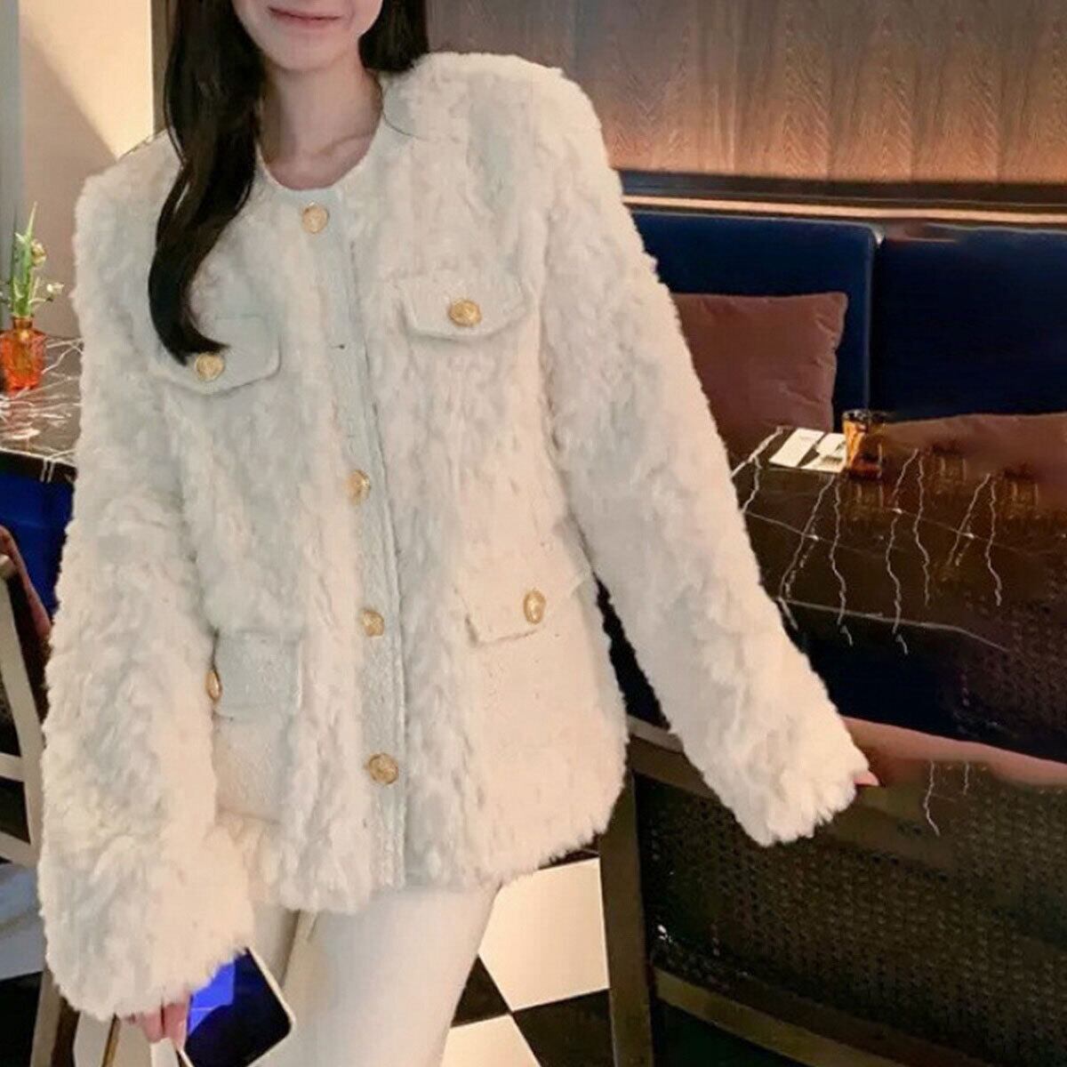 ボアジャケット 中綿 アウター レディース 秋冬 韓国 ファー ジャケット きれいめ 防寒 保温 大人 カジュアル おしゃれ ふわふわ ノーカラー 上品 軽量 暖かい 大人可愛い 大人女子