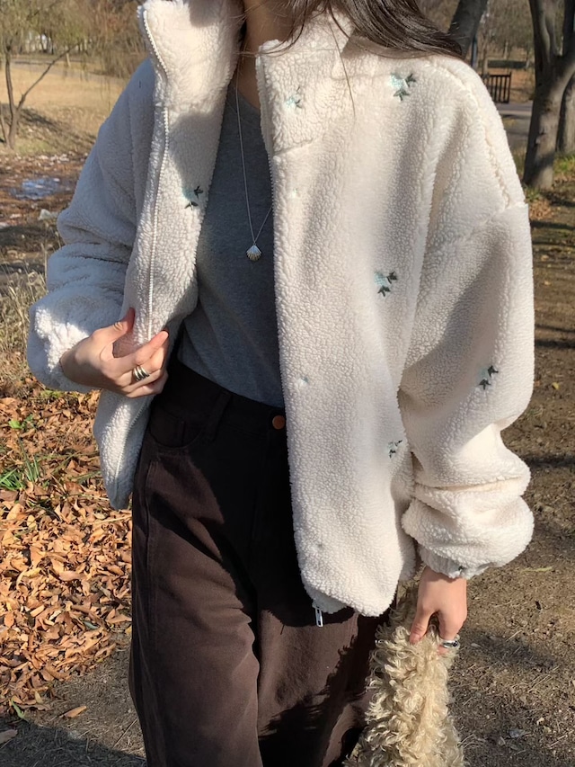 (予約) signature / Fog embroidered fleece jumper 1color