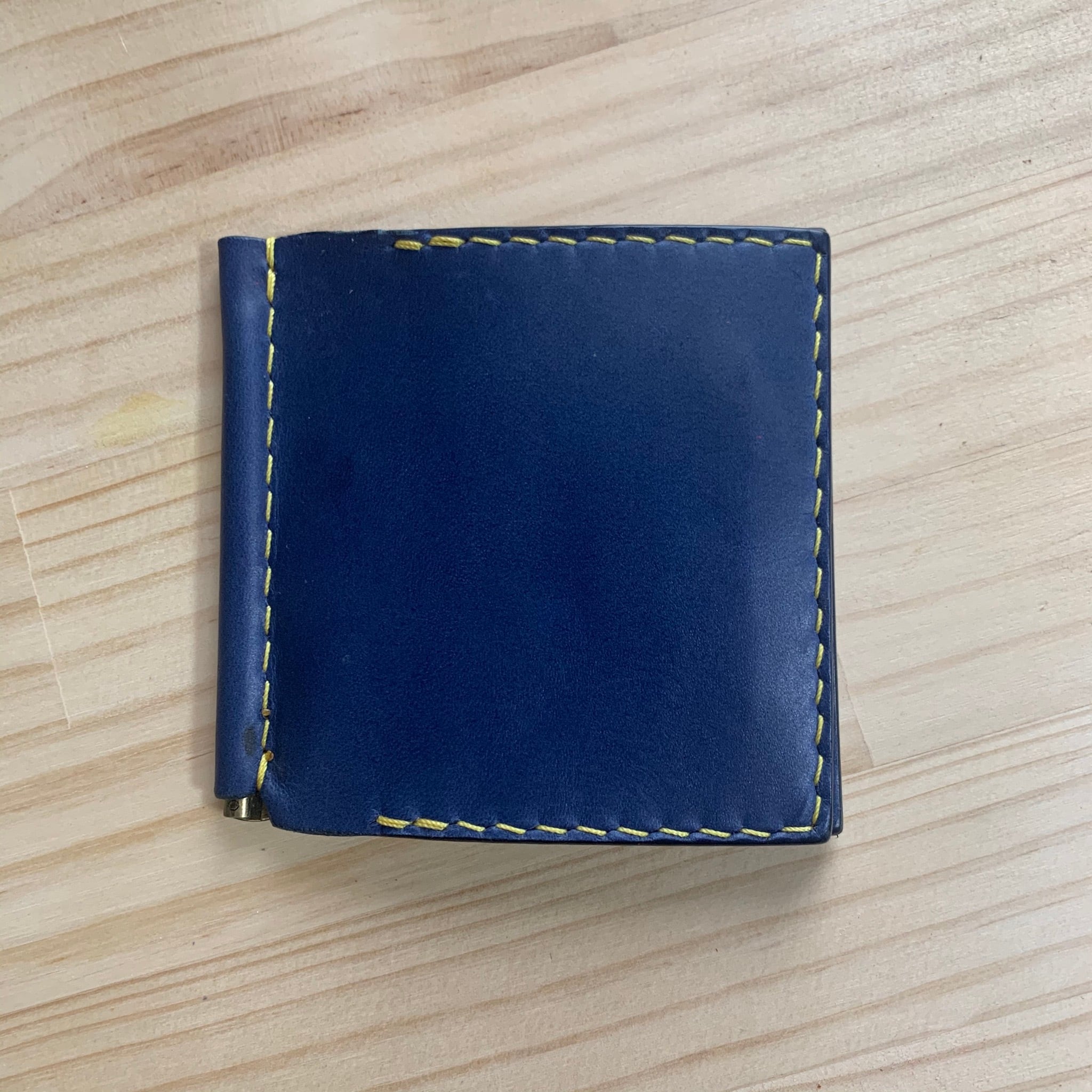 レザーマネークリップ ネイビー 紺 | wisteria.leather