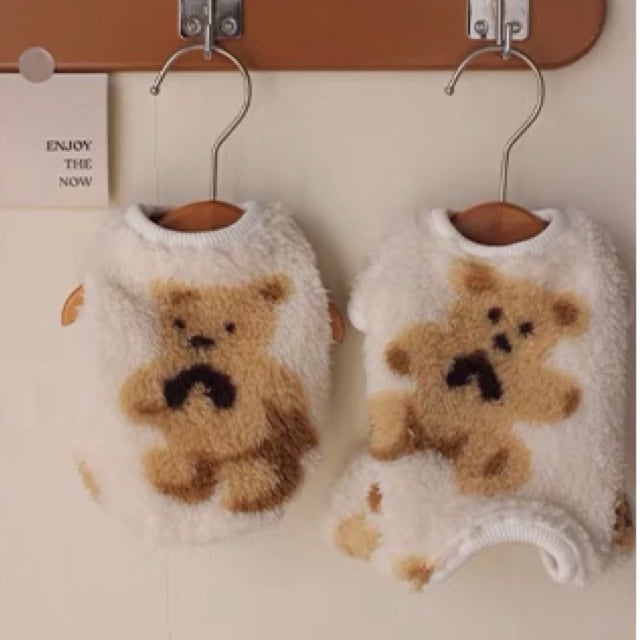 犬服 猫服 ペット服 超小型 パピー犬 冬用 ボアくまちゃん:3XS.XXS