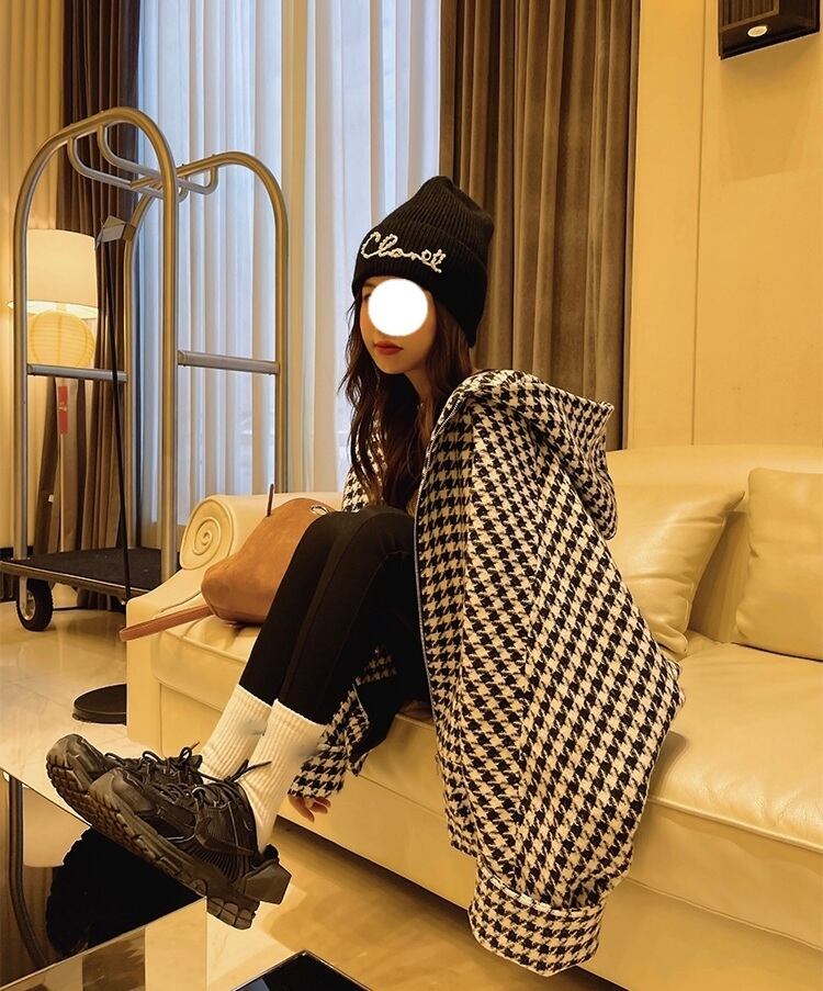 千鳥柄 オーバーサイズ フード ジャケット コート | ATTIRANT