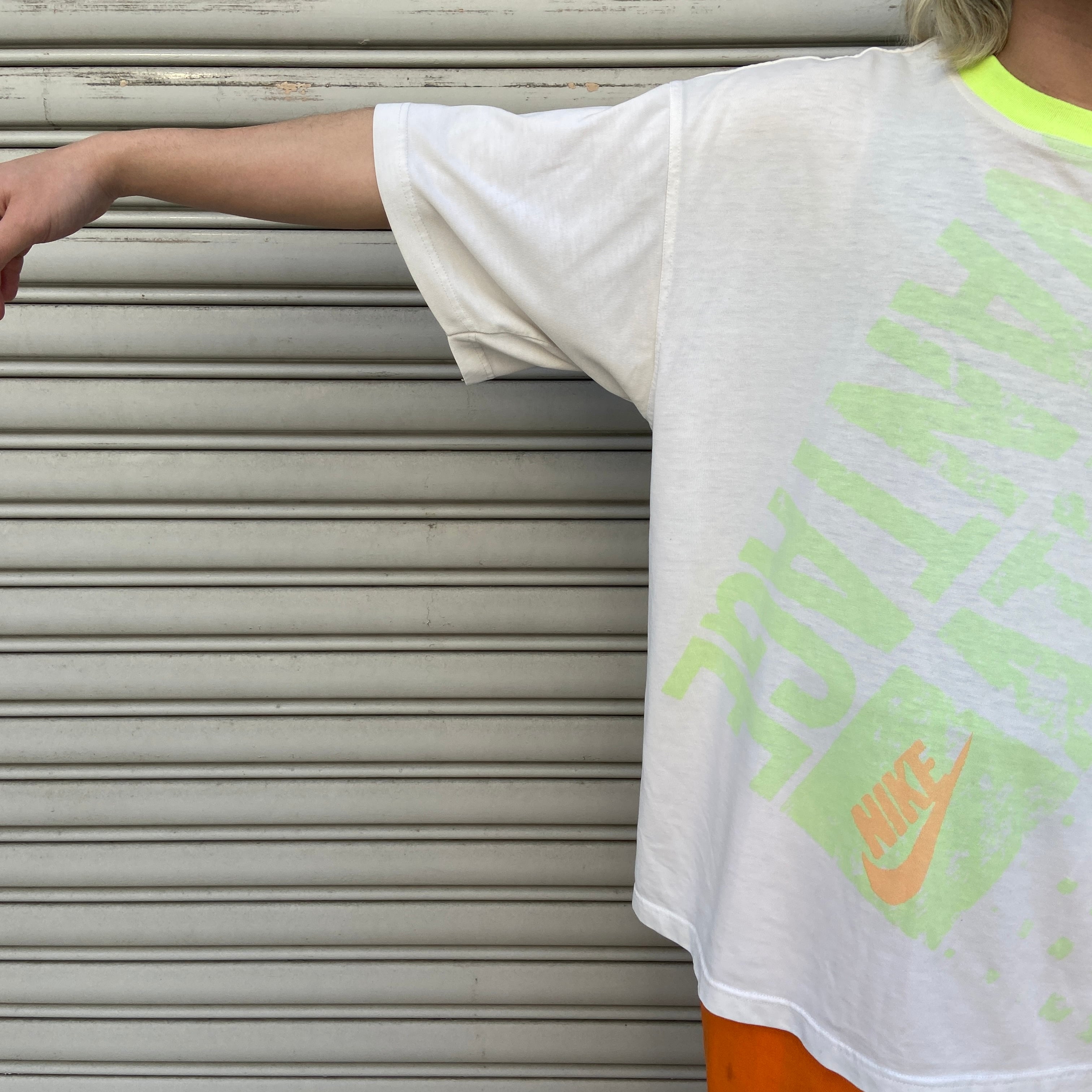 90s NIKE 銀タグ 大判プリントTシャツ ナイキ 蛍光カラー XL | 古着屋 Uan