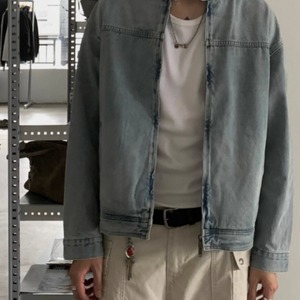 ショートスタンドカラーデニムジャケット　0879