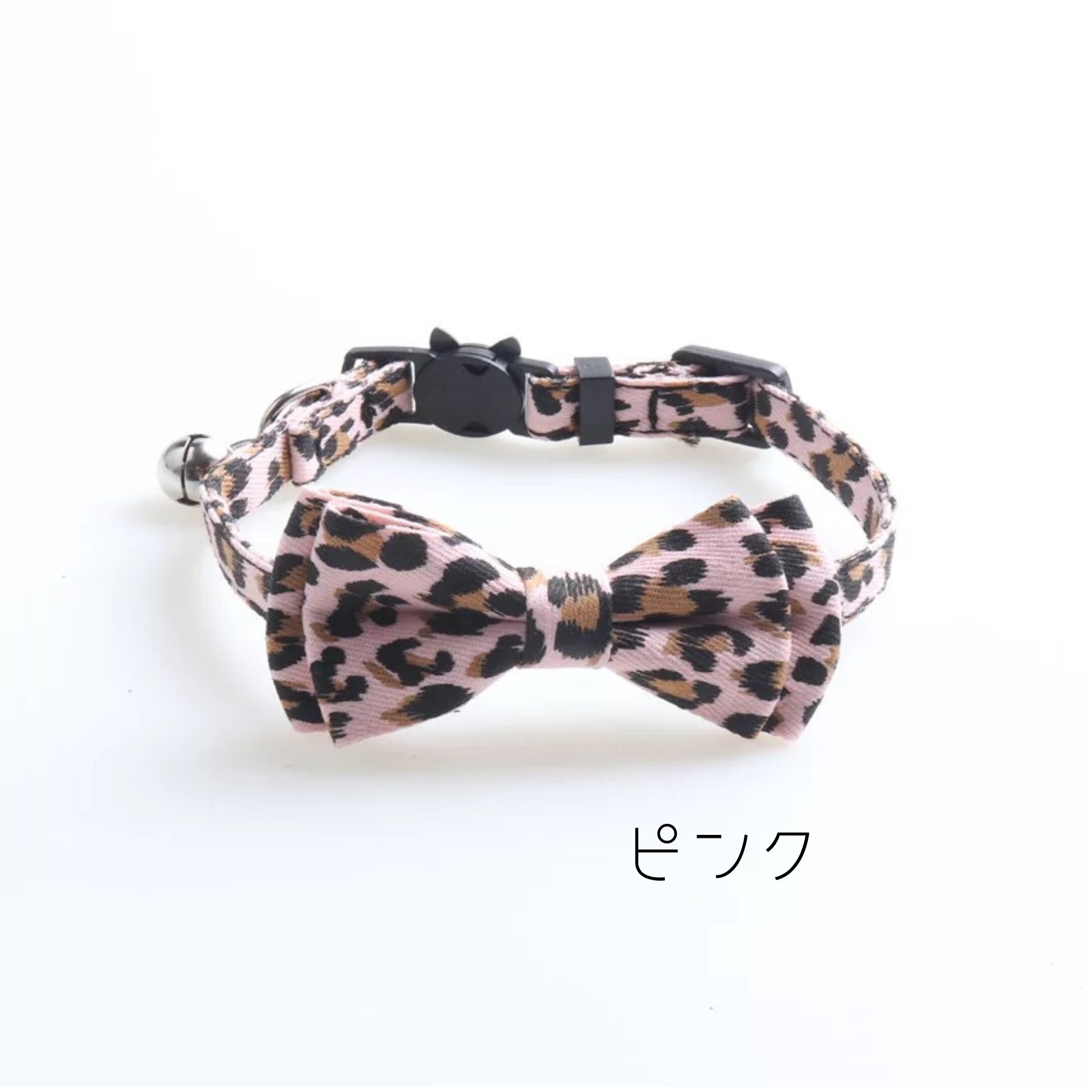 ヒョウ柄リボンの猫首輪