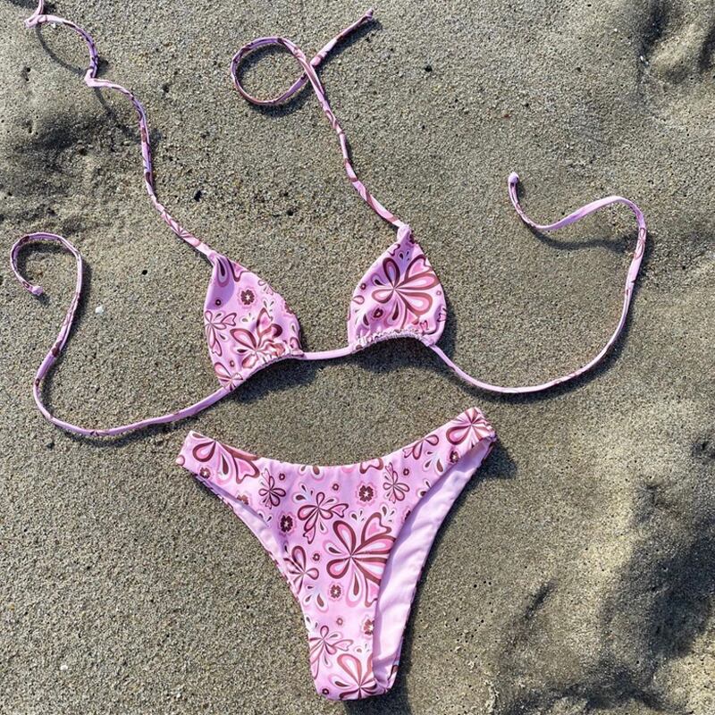 送料無料 セクシーなビキニプッシュアップ水着女性レースネック