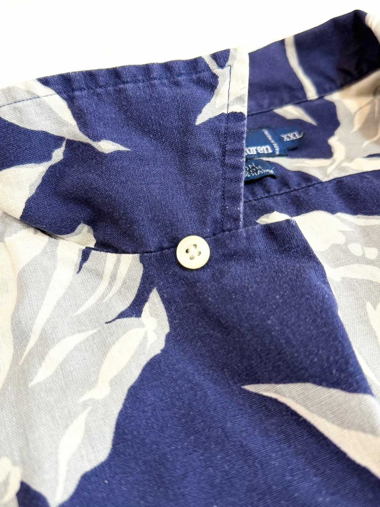 90s Ralph Lauren "CLAYTON" S/S OPEN COLLAR SHIRT Size XXL