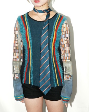 Vintage shaggy knit design second skin tops