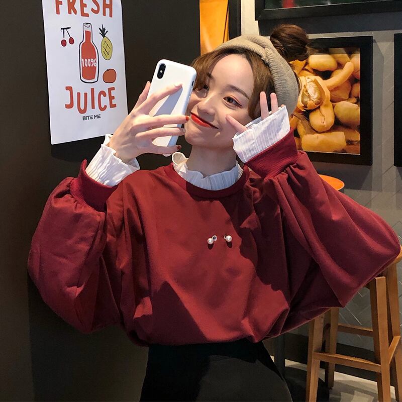 スプリングオータムセーター ルーズトップス ロング 春物 秋物 萌量不足44415611611