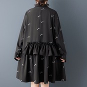 刺繍 フリル シャツワンピース  00375