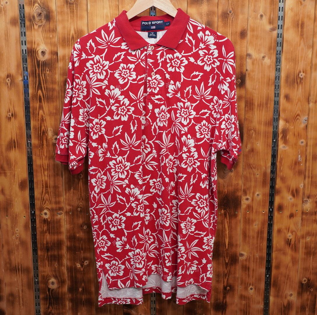 90s polosport ralphlauren 総柄 ポロシャツ LL/ポロスポーツ ラルフローレン