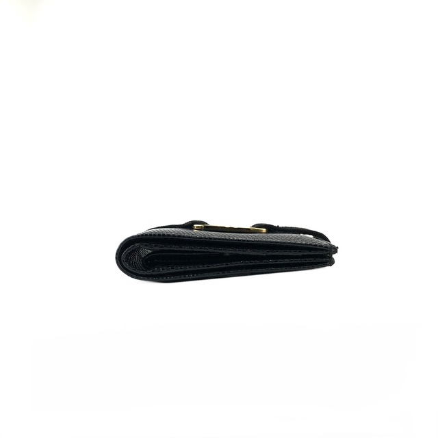 Salvatore Ferragamo サルヴァトーレ フェラガモ　ヴァラリボン　リザード型押し　二つ折り財布　ブラック×ゴールド　vintage　ヴィンテージ　オールド　Accessories　pkww8m