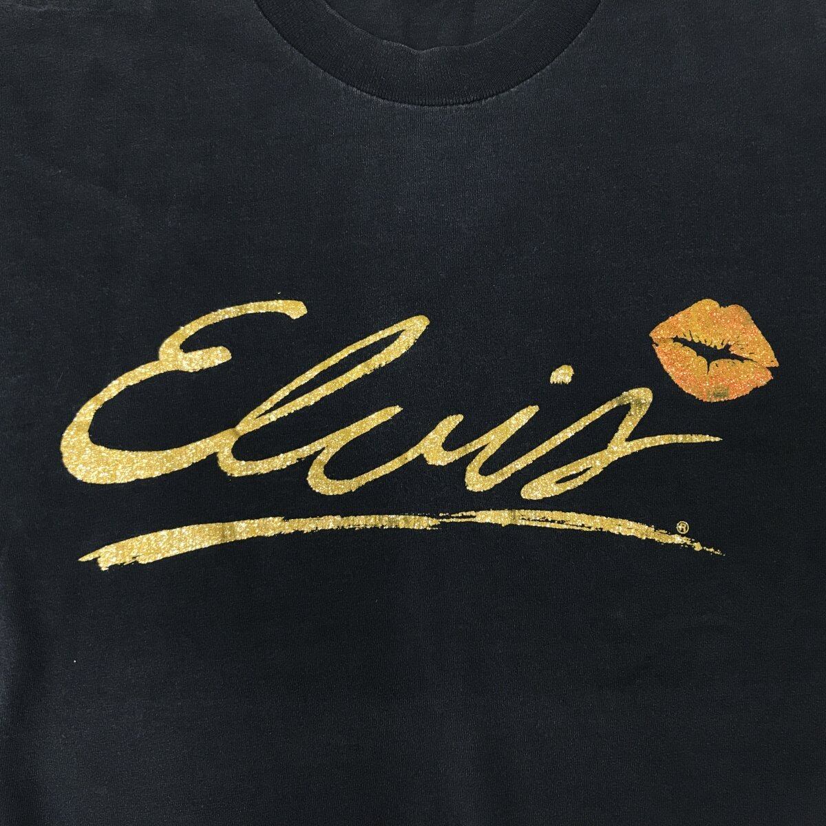 ELIVS エルビス 半袖Ｔシャツ 筆記体 THIS IS ELVIS ! ラメ ゴールド