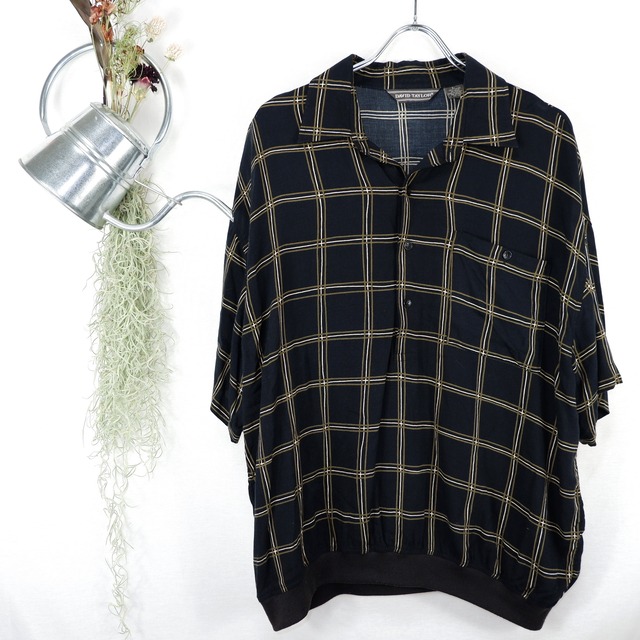 [L] Rayon Checkered Polo Shirt | レーヨン チェック ポロシャツ