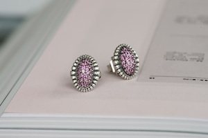 Pink Sapphire Caviar Pierced Earrings