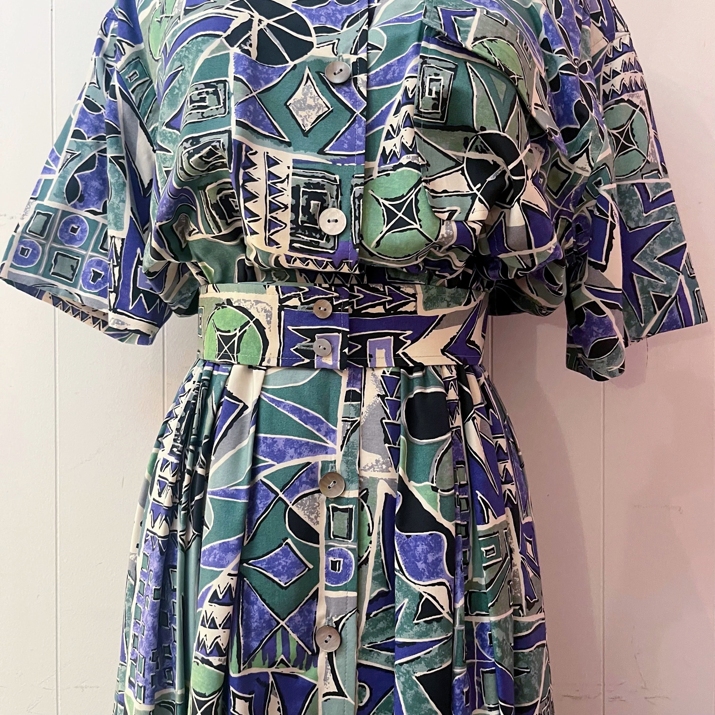 geometric front button one-piece