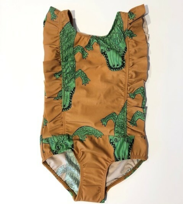 ミニロディーニ(minirodini) - Crocco ruffle SWIMSUIT【brown】［80/86・92/98・104/110］ 水着