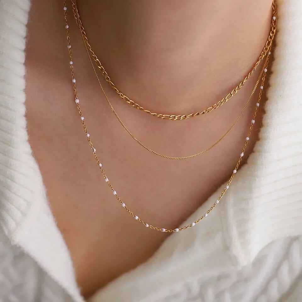 金アレ対応 3連ゴールドネックレス (0400)