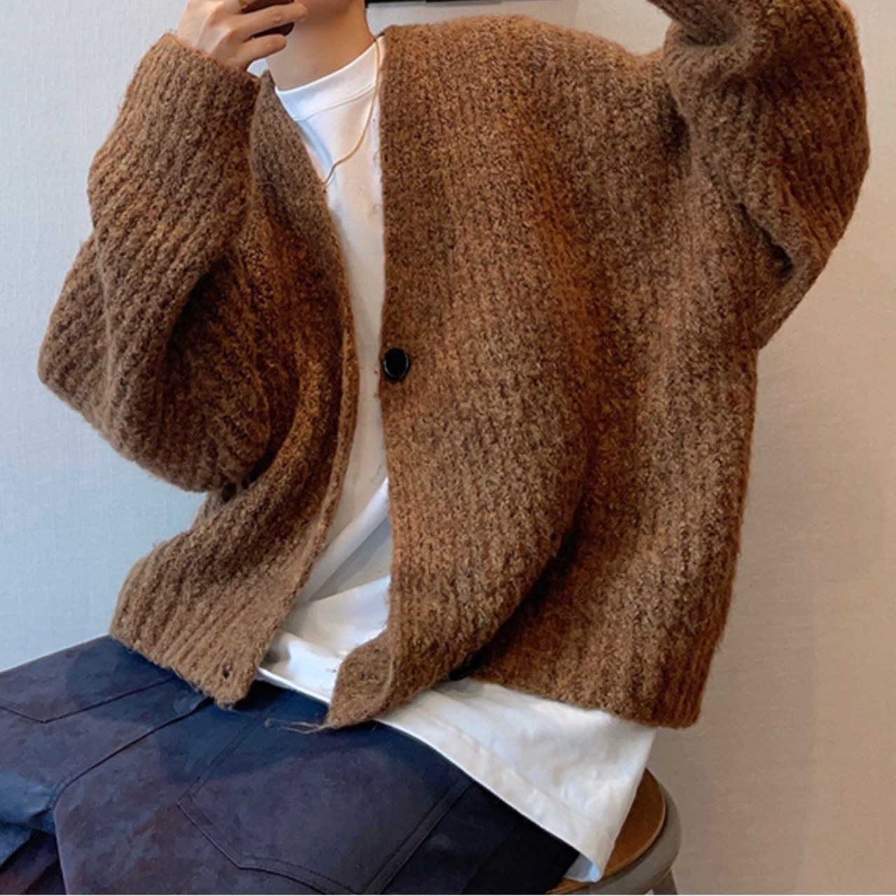 ル​​ーズショートニットカーディガン　1030