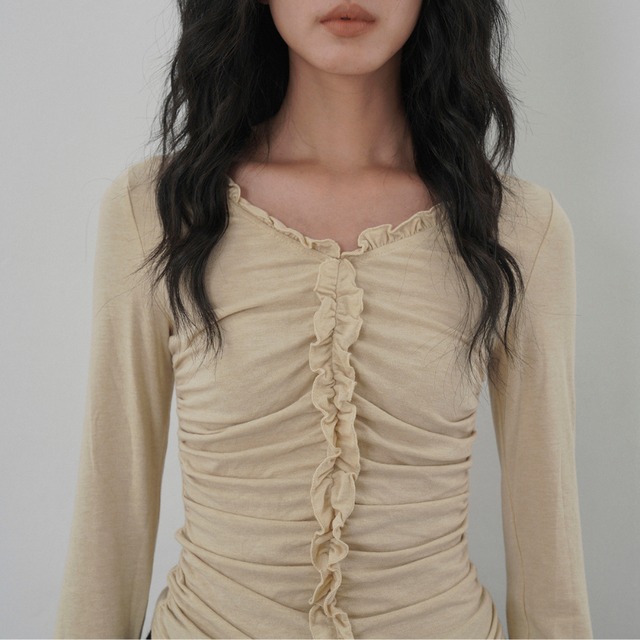 frill fit cut and sew top J00033