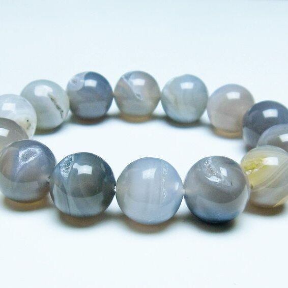 アゲート 笑口ブレスレット 16mm 一点物 メール便可 [M便 1/10] 111-39644