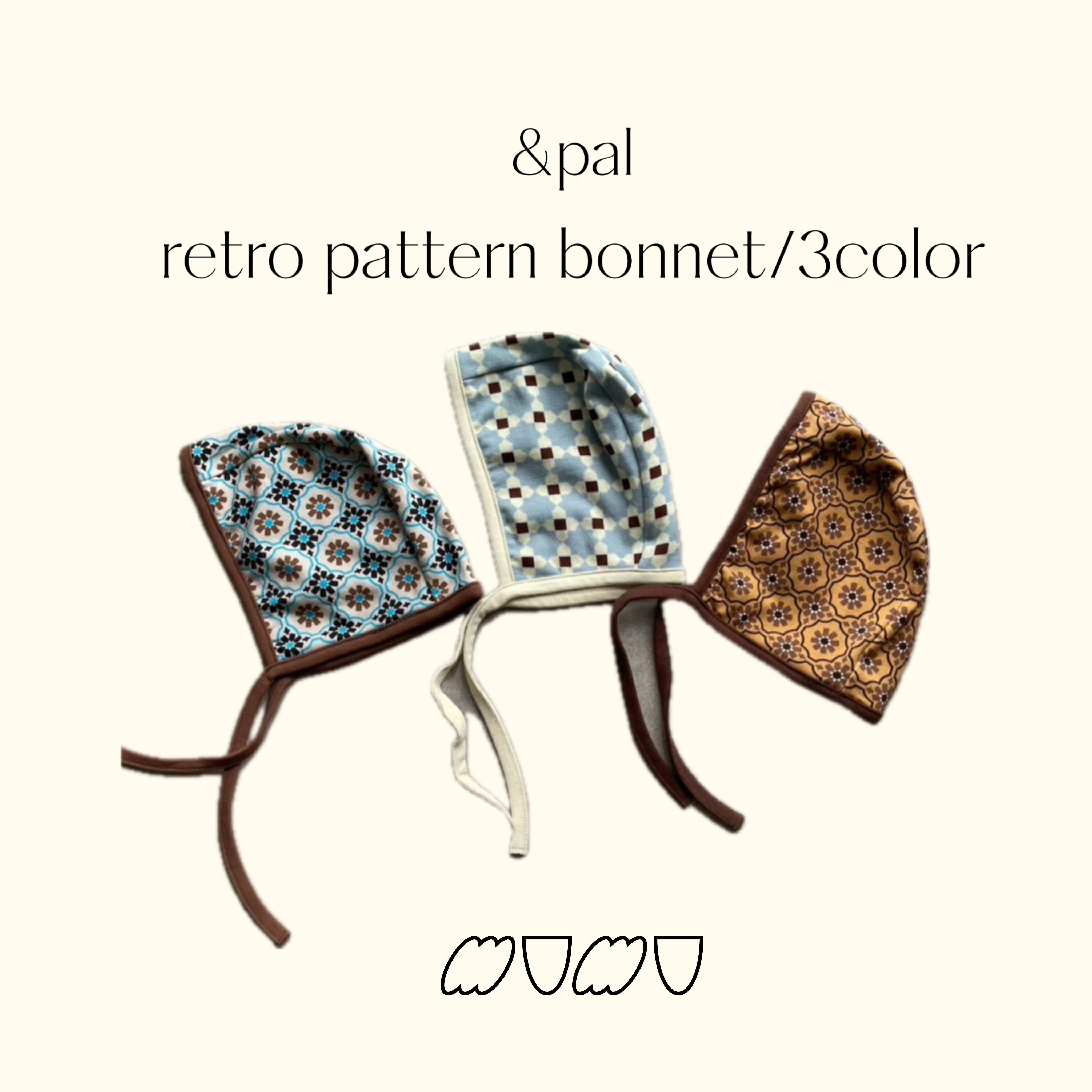 【&pal】rétro pattern bonnet/3color